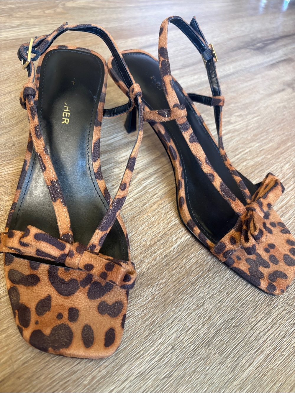 Marc Fisher Leopard Print Strappy Heels - Tan and Brown